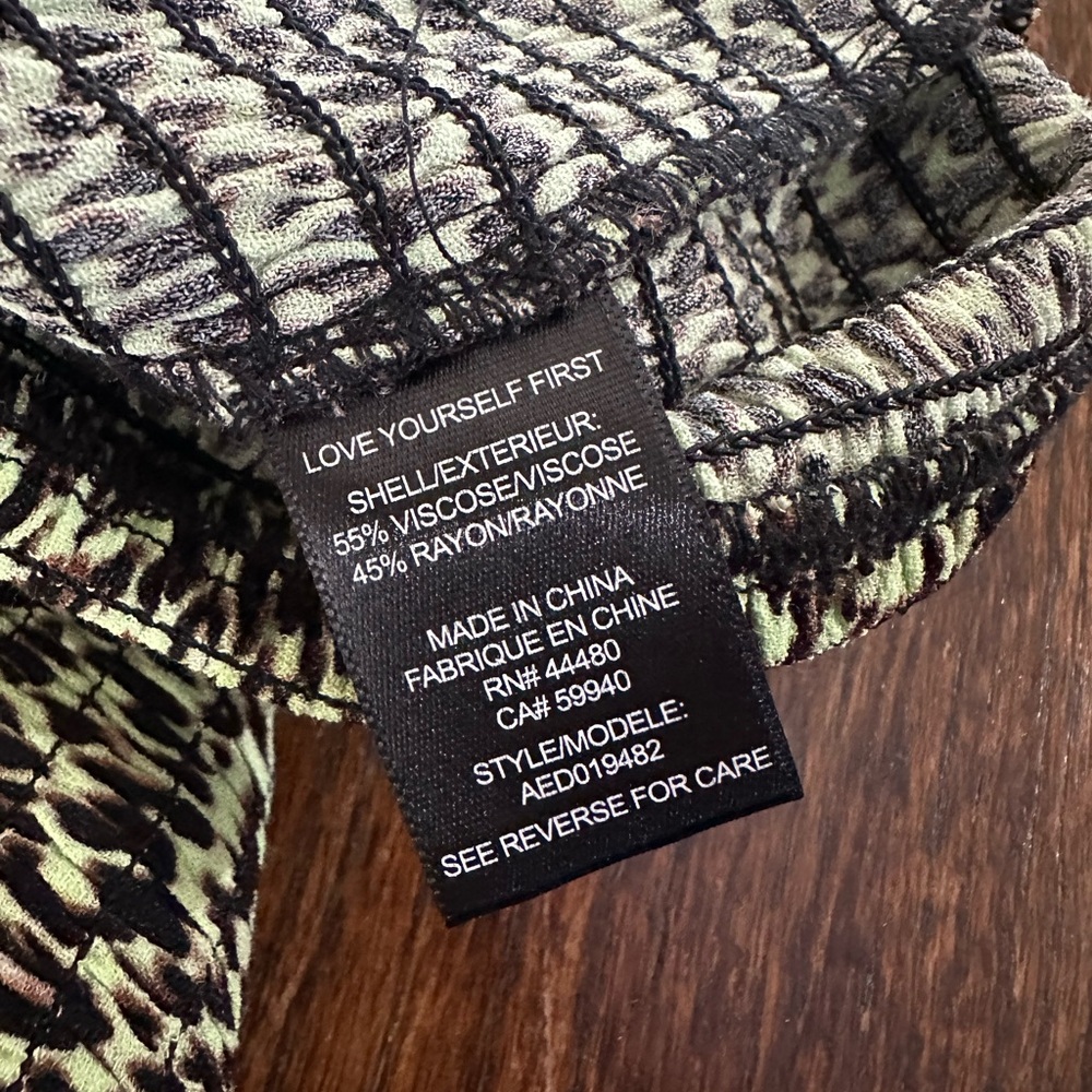 AFRM Leopard Print Smocked Mini Dress Green Y2K Bodycon - Picture 12 of 13